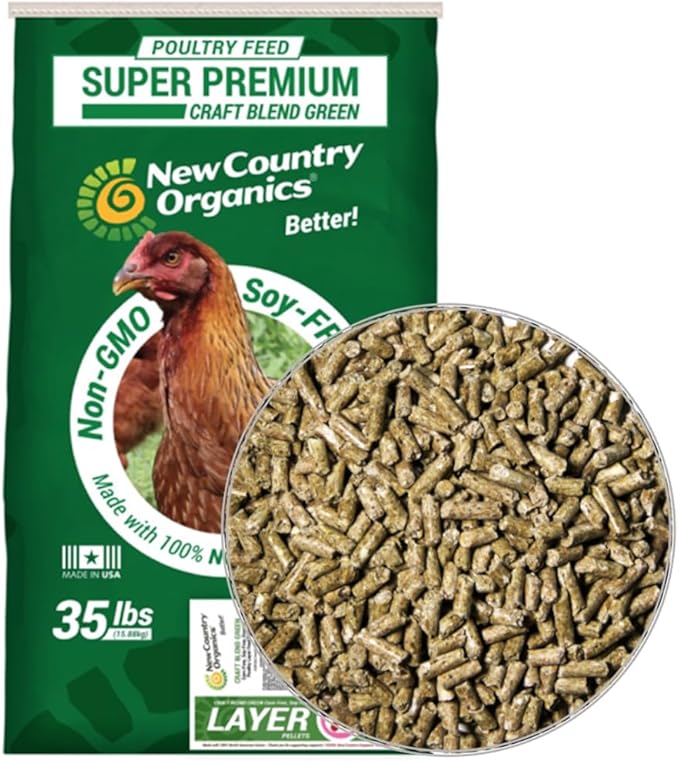 New Country Organics | Layer Pellets for Laying Hens | Soy-Free | 17% Protein | Certified Organic and Non-GMO | 35 lbs