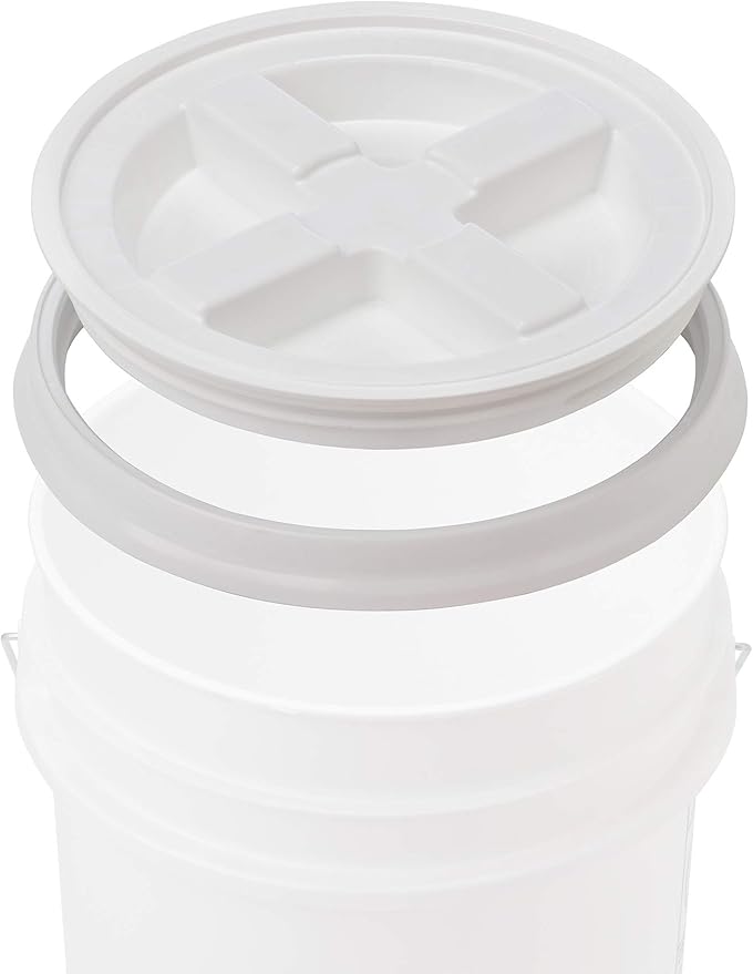House Naturals 6 Gallon Food Grade BPA Free Made in USA Blue Bucket Pail with White Airtight Screw On Lid (Pack of 2)