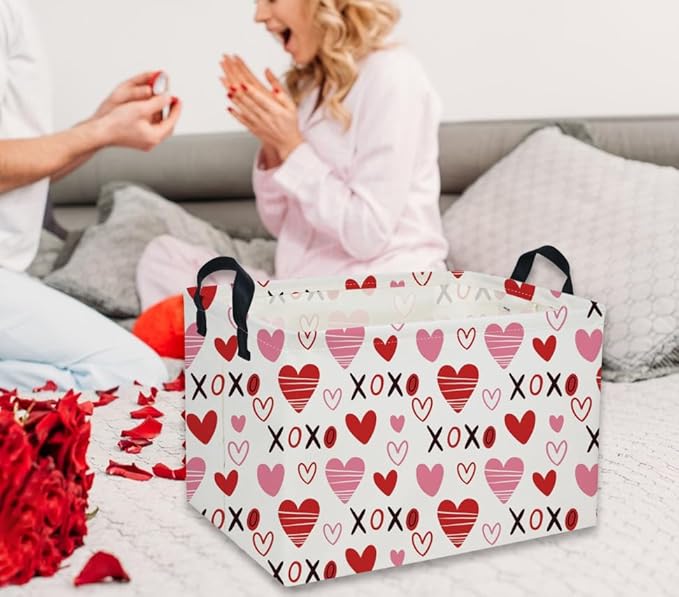 Rectangular Kids Baskets,Heart Basket,Cute Baskets Kids Storage Bin Baby Toy Organizer Box Love Room Decor for Home(XO heart )