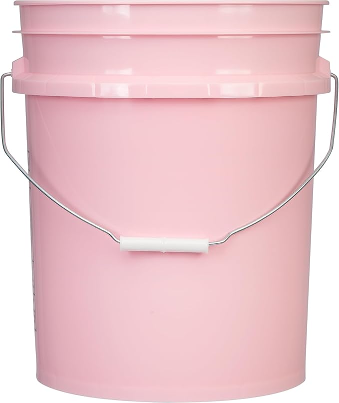 House Naturals 5 Gallon Food Grade, BPA Free, Made in USA, Plastic Bucket, 3 Colors, (Pack of 3) (5G-Pink-Magenta-Purple HN White lids)