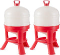 Little Giant DOMEWTR8 8 Gallon Tank Heavy Duty Plastic Dome Poultry and Chicken Gravity Water Dispenser with 3 Footed Stand, Red (2 Pack)