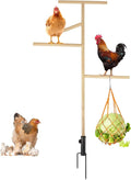 Extra Large 48.5" Chicken Perch Toy for Coop with Feeding Net & Metal Tripod, Roosting Bar for Chicken Coop Toys, Poultry Playground Stand for Birds Lovebirds Cockatiels and Multiple Poultry