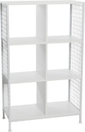 Household Essentials Trellis Open Storage Bookshelf with 6 Cube Compartments Scandinavian White and White Metal