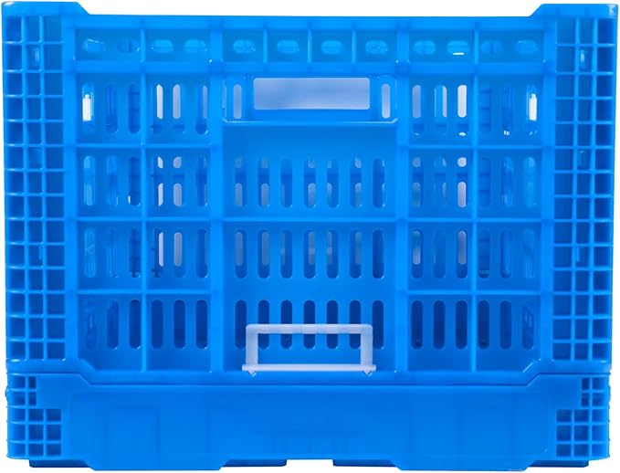 Restaurantware Plastic Milk Crates for Storage - 10 Pack - Cater Tek Stackable Storage Buns for Organizing - Collapsible Storage Basket for Groceries, Home Supplies, Blue