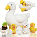 7 in 1 Duck Stuffed Animal Plush Duck Toys for Kids Toddler, 12" Mommy White Stuffed Duck Plush Toy with 4 Baby Ducks Ducklings Eggs Duck Plushie Pillow for Birthday Easter Stuffers Gifts Farm Party