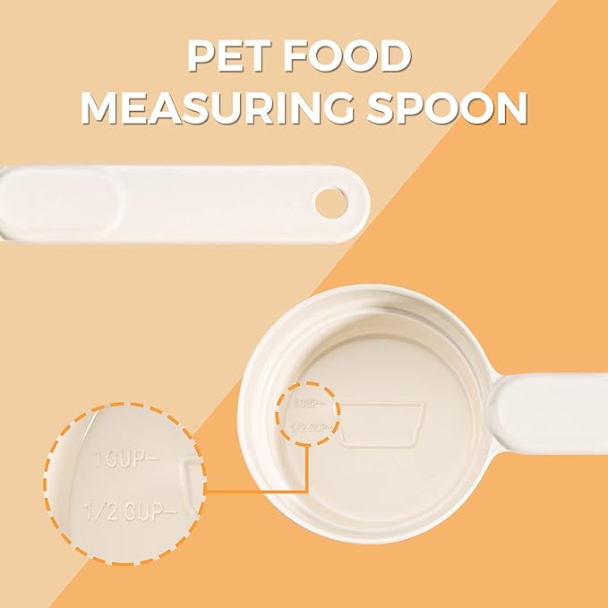 Melamine Pet Food Scoop, Cat Food Measuring Cups, Comfortable Long Handle Scoop for Dog, Cat, Ferret and Rabbit Food, 1 Cup Size Pet Food Feeding Scoop Dishwasher Safe (White