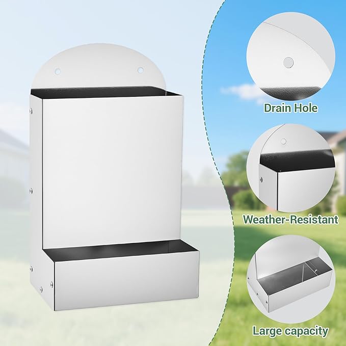 Chicken Feeder,Wall Mounted Galvanized Steel Automatic Chicken Food Dispenser,Hanging Poultry Feeder Outdoor Animal Food Container for Cages,Bunny Chicken Guinea Pig Small Animal,Coop Accessories