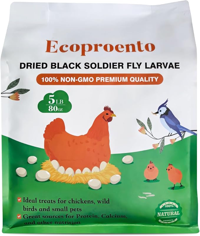 5LB Dried Black Soldier Fly Larvae – High Calcium Chicken Treat for Laying Hens, Ducks & Wild Birds, 85X More Calcium Than Mealworms, Premium High-Protein Poultry Snack