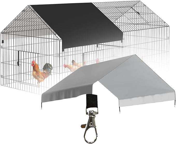 Large Chicken Coop Cover, Sturdy Chicken Coop Tarp Waterproof Cloth Canopy, Gray