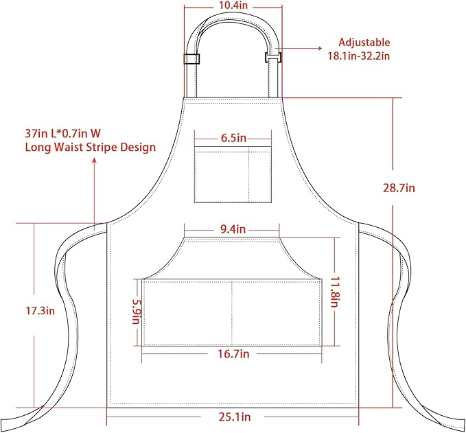 Chef Apron for Men Women with Large Pockets, Adjustable Denim Apron for Cooking, Baking, Gardening