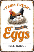 Farm Fresh Eggs Tin Sign Chicken Coop Metal Signs Funny Hanging Plaque For Hen House Outdoor Rustic Decoration Vintage Chick Inn Accessories Garden Yard Fence Home Decor 12x8 Inch