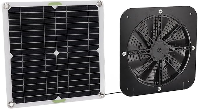 13.5in Solar Powered Fan, 100W Solar Exhaust Intake Fan Kit, Pet Potty House Solar Exhaust Ventilation Fan for Greenhouse Chicken Coop Dog Kennel