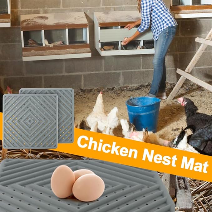 4Pcs Washable Chicken Nesting Box Pads for Laying Eggs, Reusable Bedding Nest Box Liners, Nesting Pads for Chicken Coop, Grey 12''x12''