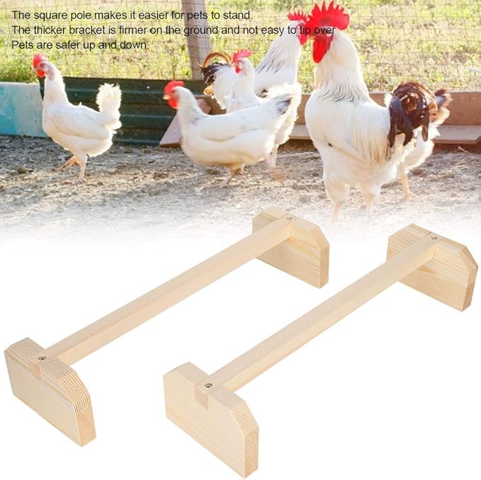 Chicken Roosting Bar, Prevent Rotation Design Solid Wooden Thicken Rooster Perch for Coop Brooder Chickens Parrots Large Birds