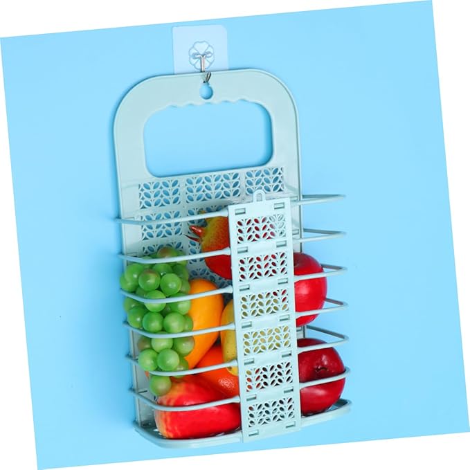 PRETYZOOM Foldable Sky-blue Fruit and Vegetable Storage Basket Wall-mounted Organizer for Laundry and Sundries Small Easy to View Design Multifunctional Chicken Feeding Toy