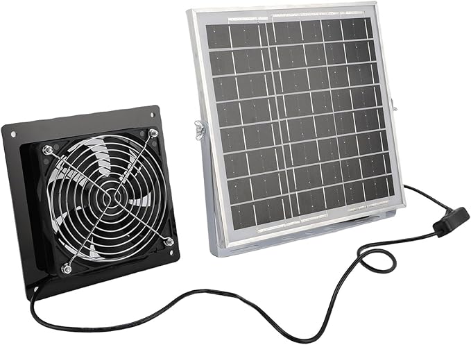 8W Solar Powered Exhaust Fan, IP67 High Speed Ventilation Fan with 8W Solar Panel, for Chicken Coop Greenhouse Shed Pet House Window Ventilation