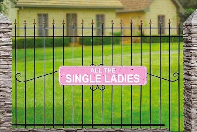 All The Single Ladies Sign - Chicken Hen Rustic Metal Street Sign or Door Name Plate Plaque Home Patio Garden Bar Farm House Garage Wall Decor Pink Tin Signs 16 X 4 Inch