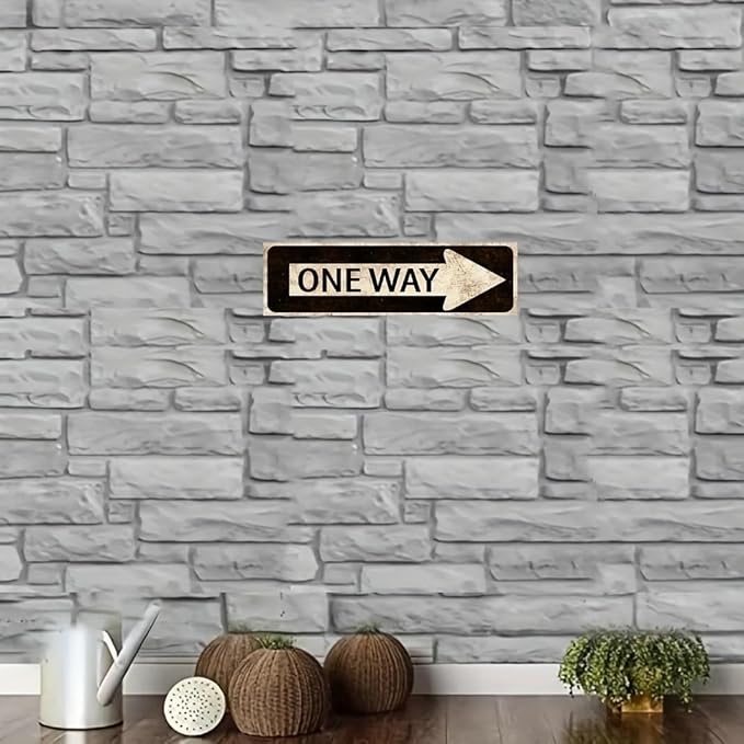 Vintage One Way Metal Tin Sign - 4"x16"- Water and Dust-Proof Wall Art for Home, Restaurant, Bar, Cafe, and Garage Decor"
