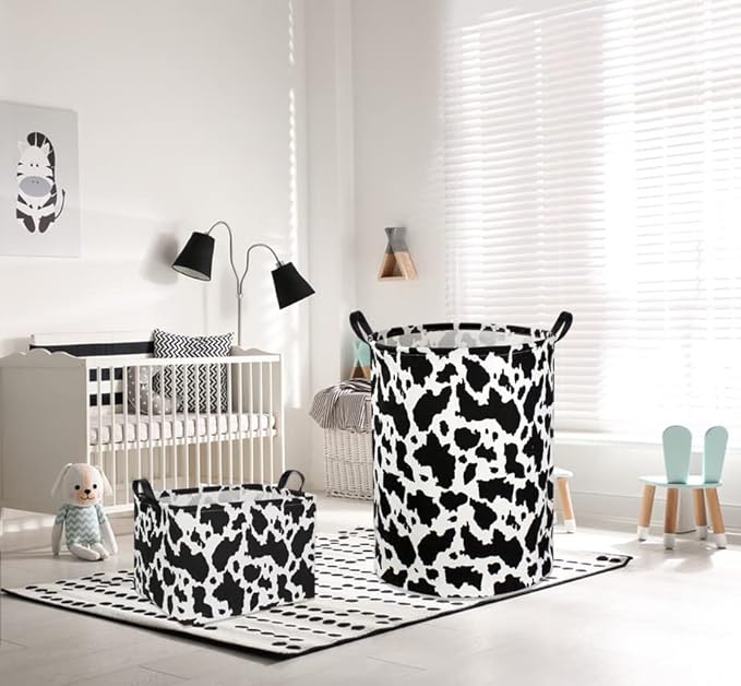 Rectangle Cow Basket Cow Print Storage Bins Cute Canvas Organizer Bin for Bedroom Decor Kids Toys Books, Clothes Shelves Gift Basket(Cow print)