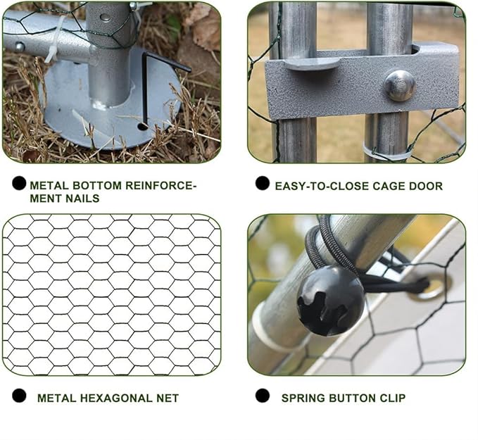 Large Metal Chicken Coop,Walk-in Poultry Cage,Outdoor Hen Run House with Waterproof and Anti-Ultraviolet Cover Rabbits Habitat Cage for Outdoor