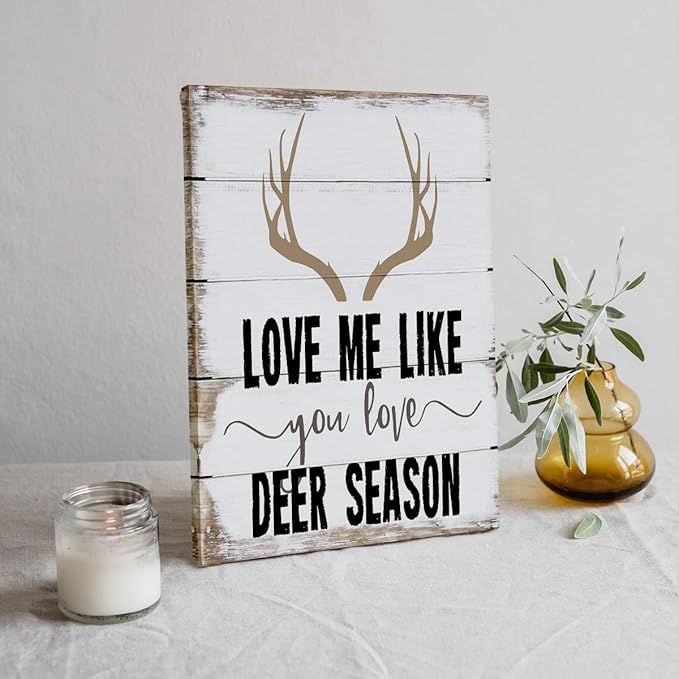 Love Me Like You Love Deer Season Canvas Wall Art Prints,Gift for Couples Paintings Prints,11x14 inches Artwork For Wedding Anniversary Themed Decor Farmhouse Bedroom Living Room Home Decorations