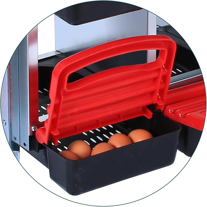Chicken Nesting Box, 8-Hole Metal Wall Mount Chicken Laying Boxes with Legs and Lid Cover, Easy to Assemble, Roll-Away Egg Design Nesting Boxes for Outdoor Chicken Coop & Farm Yard, Red