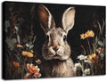 MNFGMH Easter Pictures Wall Decor Rustic Spring Rabbit with Flowers Easter Canvas Print Bunny Wall Art for Home Country Decor Wooden Frame 16x24 inch