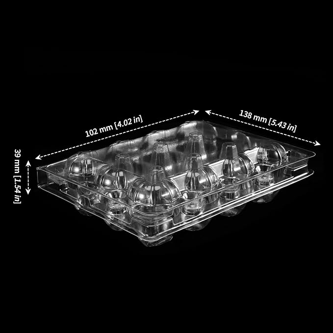 MANCHAP 100 Pack 12 Grids Quail Egg Cartons, Plastic Quail Eggs Holders, Small Trays Stackable Storage Dispenser Case for Small Quail Eggs, Pigeon Eggs, Clear