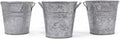 Hosley Set of 3 Galvanized Acid Wash Finish Bucket/Pots with PVC Liner 5" Dia x 5" H, Ideal Gift for Floral Arrangements Wedding Home Office Party DIY Indoor Outdoor Garden Patio