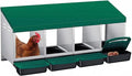 Chicken Nesting Boxes with Rollout Egg Collection – 4-Compartment Metal Hen Nest Box with Removable Trays, Slanted Roof & Ventilation, Wall Mount or Standing for Backyard Poultry Coop, Green