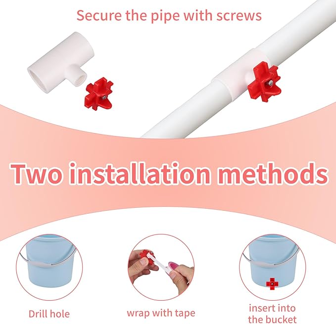 12 Pack Horizontal Chicken Waterer Nipples with 1/2'' PVC Tee Fittings, DIY Automatic Chicken Watering System for Chickens, Ducks, Quail, Geese and Other Poultry