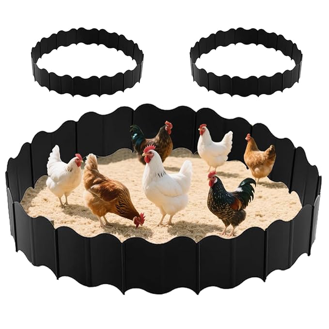 2 Set Large Chicken Dust Bath Tub,36.4'‘ Dia x 5.5’' H Chicken Pool Plastic Adjustable Chicken Coop,Bottomless Chicken Dust Bath Container for Chicken