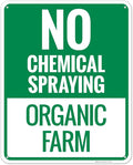 No Chemical Spraying Organic Farm Sign, 24x30 Inches, 55 mil Thick HDPS (high Density polystyrene), Made in USA