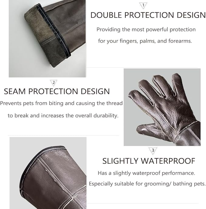 Animal Handling Gloves Bite Resistant, 60cm/ 23.6in Bite Proof Glove for Gardening, Grabbing Cat/Dog/Bird/Snake/Lizard/Falcon/Reptile, Anti-Bite Work Gloves (Upgrade, Deep Color)