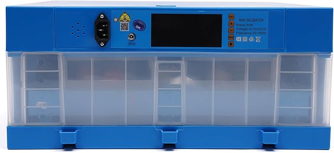 Digital Incubator 48 Chicken Eggs Incubator Poultry Hatcher Machine 2 in 1 Incubator 360° Automatic Egg Turning Blue 80W for Farm Home