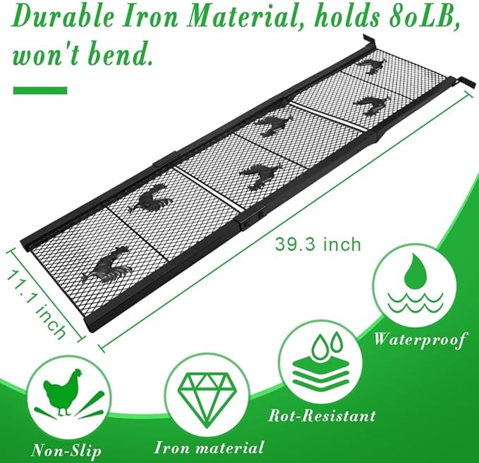 3 Piece Chicken Coop Ramp, Heavy Duty Chicken Ladder with Anti-Slip Ramp, Ladder Length Adjustable Poultry Ramp for Hens and Ducks Henhouse
