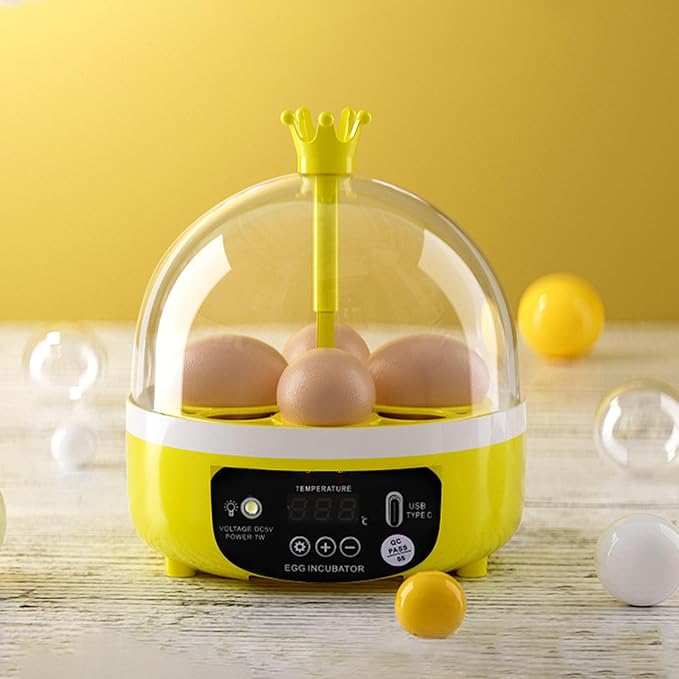 Tissting Mini Compact Egg Incubator Holds 4 Large or 8 Quail Eggs USB Powered with Auto Features - Auto Egg Turner with Temperature Control & Egg Candler for Chicken Duck Quail Eggs