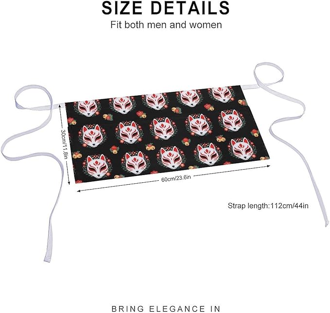 Unisex Apron for Cooking Server Waitress Half Waist Apron with 3 Pockets