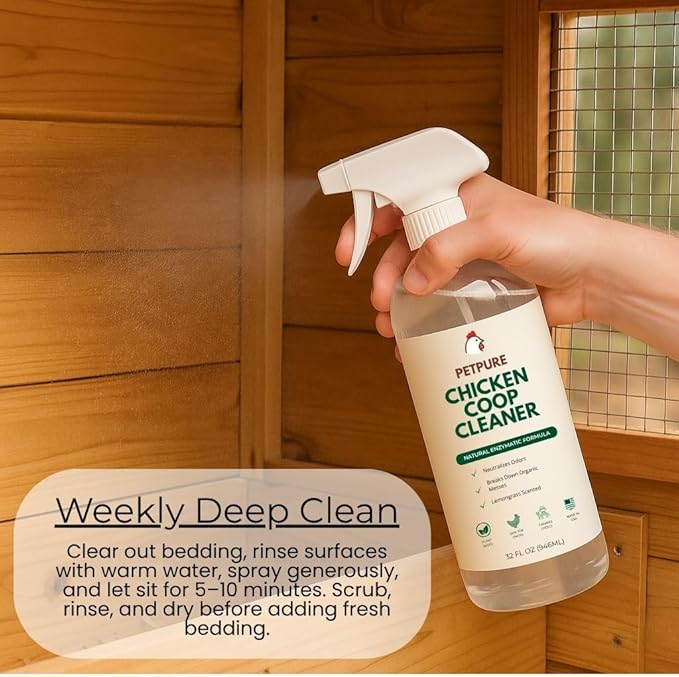 Chicken Coop Cleaner – Enzymatic Odor Remover & Waste Dissolver for Poultry Care | Non-Toxic, Biodegradable Chicken Coop Refresher I Naturally Breaks Down Organic Messes & Eliminates Smells