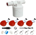 Automatic Chicken Waterer Set - 4 Chicken Water Cups, Float Valve, Drill Bit, 4 Hose Clamps, Teflon Tape - Easy Installation, Fits Chickens, Ducks, Quails, Various Poultry