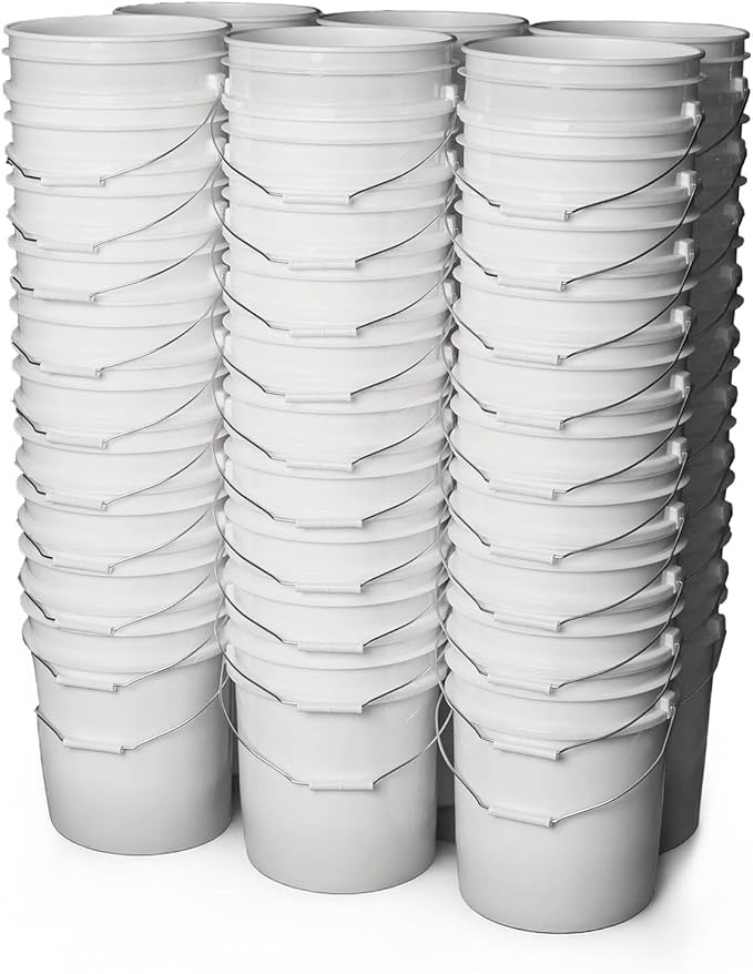 ePackageSupply 5-Gallon Food Grade Plastic Bucket Only | Made in USA | Heavy-Duty 90 Mil HDPE | BPA-Free | Premium Pail | Lid Not Included (White, 60)