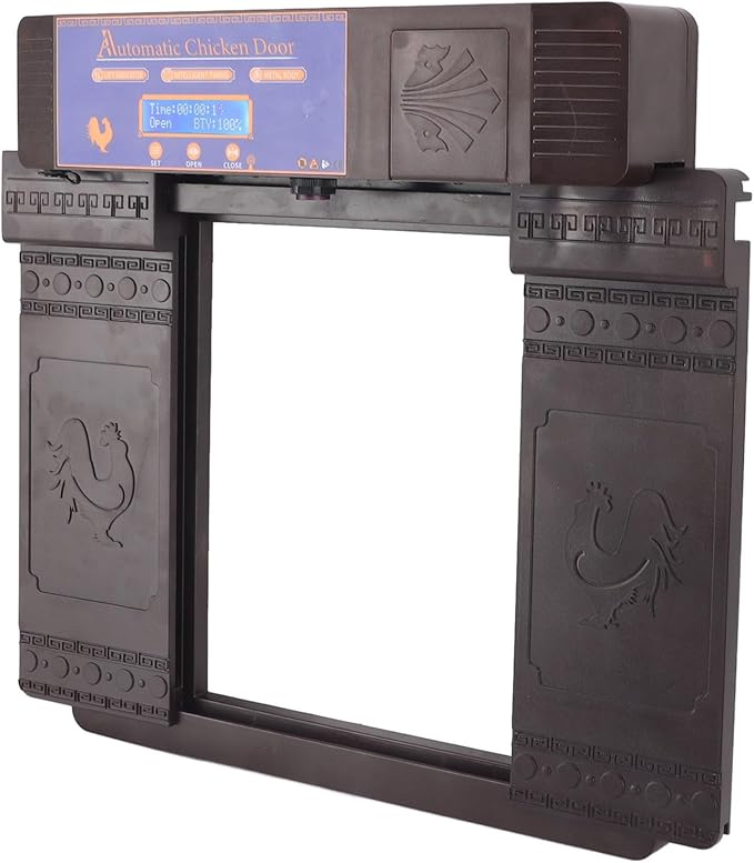 Automatic Chicken Coop Door, Lightweight Durable Solar Powered with Timer and Infrared Anti Pinch Sensor, for Poultry Coop Chicken Duck Goose (Dark Brown)