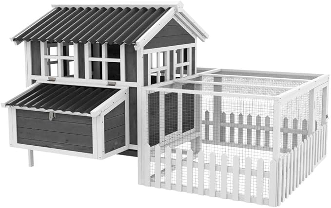 Wooden Chicken Coop for 3-4 Chickens, Weather-Resistant Outdoor Hen House with Nesting Box, Roosting Perches, and Ramp for Backyard Poultry