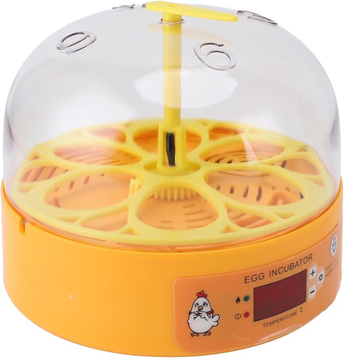 6 Egg Incubator Automatic Temperature Humidity Control Poultry Hatcher Egg Hatching Machine for Chicken Duck Quail Eggs with Visual Window Compact Design (US Plug 110‑220V)