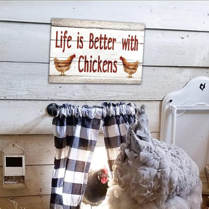 Vintage Metal Tin Sign Life is Better with Chickens Retro Wall Art Plaque Farm Chickens Door Accessories Hanging Decor for Bedroom Kitchen Garden Club Pub Coffee Decor, 8x12 Inches