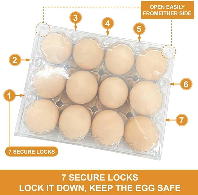 100 Pack 12 Count Plastic Egg Carton – Bulk Cheap Clear Reusable Egg Cartons | Plastic Egg Cartons, Clear Egg Carton, Egg Cartons Bulk, Eggs 12 Count，egg storage for refrigerator.