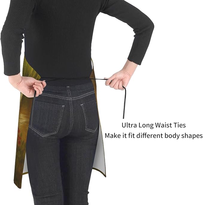 Serene Swan In Stream Adjustable Waterproof Apron Work Cooking Apron With Pockets For Men Women