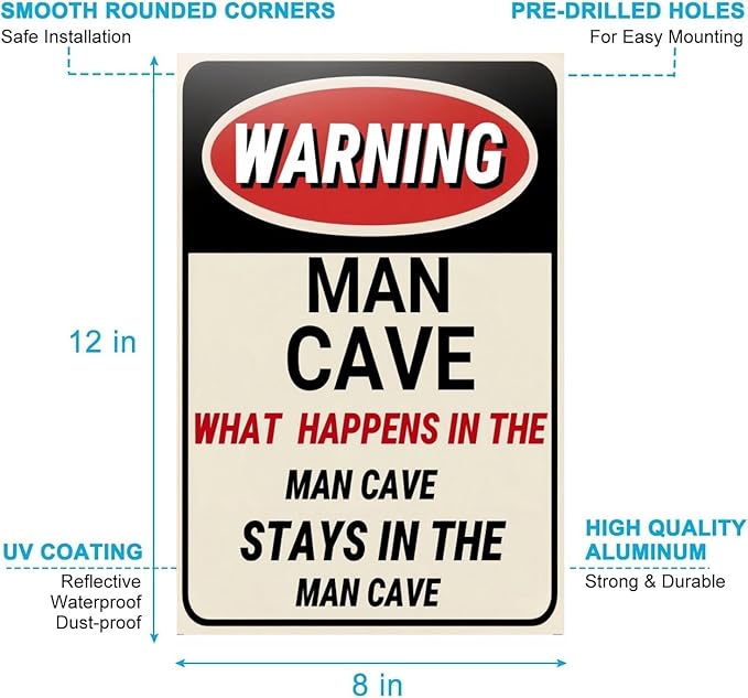 Funny Metal Tin Sign – Vintage Wall Decor for Man Cave, Garage, or Home Bar, Humorous Gift for Men, 8x12 Inch