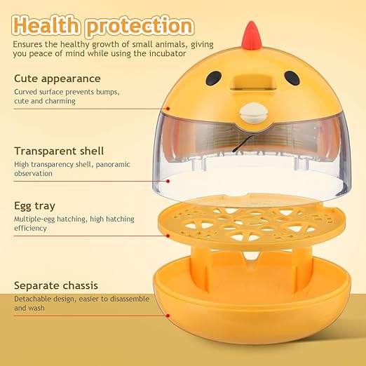 TOYANDONA Small Egg Incubator for Hatching Chicken Quail Parrot Eggs with Automatic Temperature and Humidity Control Portable Poultry Hatching Machine for Home and Farm Use