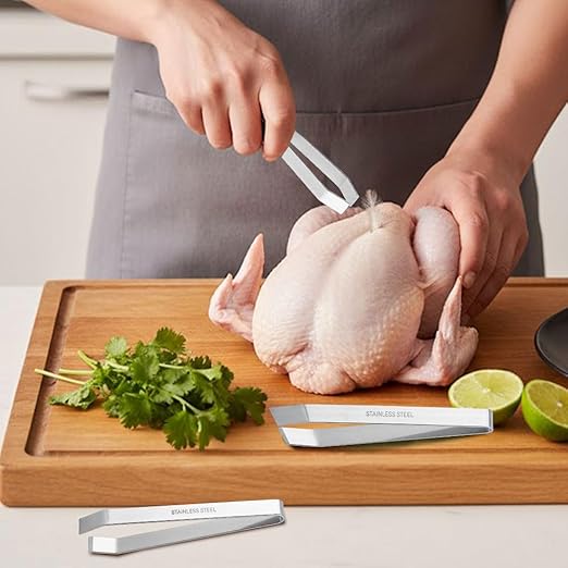 Stainless Steel Lung Remover with 2 Tweezers Chicken Tendon Remover Tool, Lung Scraper of Chicken Processing Equipment for Chickens and Ducks That Improves Efficiency Easy to Clean